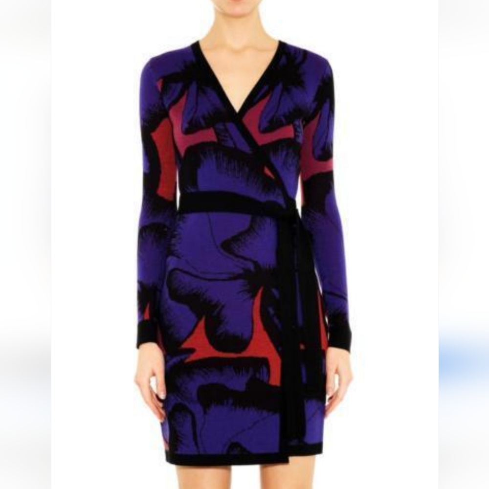 Diane Von Furstenberg Vibrant Floral Long Sleeve Dress